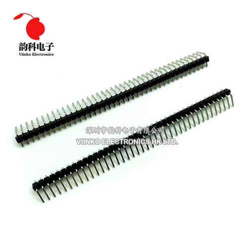 10pcs 40 Pin 1x40 Single Row Male 2.54mm Breakable Pin Header Right Angle Connector Strip bending ► Photo 1/1
