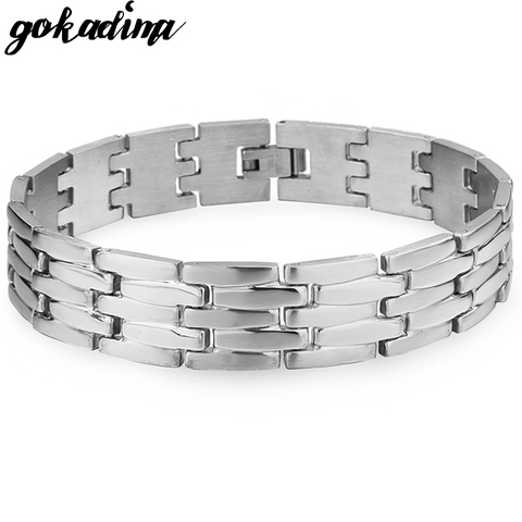 Bijoux 8.4'' 14mm men's hand link bracelet classic biker style stainless steel CHAIN Bracelets For Gift Wholesale WB032 ► Photo 1/6