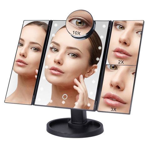 Touch Screen Makeup Mirror with 22 LED Light 1X/2X/3X/10X Magnifying Glass Compact Vanity Mirror Flexible Cosmetics Mirrors Make ► Photo 1/6