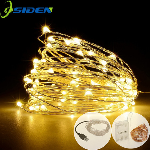 LED Strip 2-10m 20-100 Led Fairy Light String Outdoor Garland Christmas Wedding Party Decoration Battery Operated silver Copper ► Photo 1/6