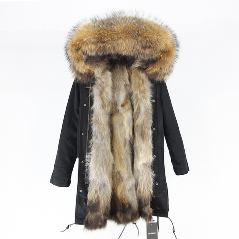 2022 Real Fur Coat Winter Jacket Women Long Parka Natural Raccoon Fur Collar Hood Fox Fur Liner Thick Warm Streetwear Outerwear ► Photo 1/1