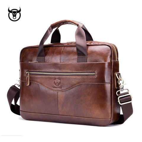 Genuine leather men's Briefcase vintage business computer bag fashion messenger bags man shoulder bag postman male Handbags ► Photo 1/6