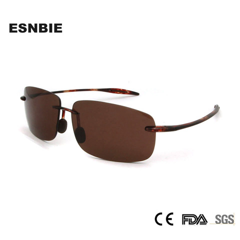 ESNBIE Brand Design TR90 Plastic Titanium Nylon Square Sunglasses Men Women Rimless Sun Glasses Fishing Oculos Gafas Trend 2022 ► Photo 1/6