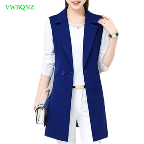 Spring Autumn Wild Female Vest Women Korean Long Slim Thin Sleeveless Suit Vests Women's Shoulder Plus size Jacket Coat 3XL A658 ► Photo 1/6