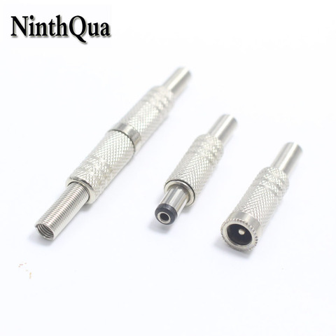 1pcs Male plug +1pcs Female jack Connector Adapter 5.5*2.1mm /5.5*2.5mm DC Power Plug jack Metal Parts for OD5mm Cable ► Photo 1/5