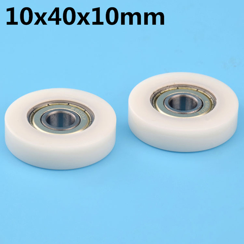 1Pcs 10x40x10 mm Nylon Plastic Wheel With Bearings Flat miniature pulley POM Hard bearing ► Photo 1/1