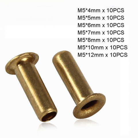M5 Brass Eyelet Hollow Tubular Rivets Through Nuts Kit Length 4/5/6/7/8/10/12mm ► Photo 1/5