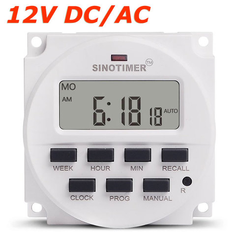BIG DISPLAY 1.598 inch LCD Digital Timer 12V DC 7 Days Programmable Time Switch with UL listed Relay inside ► Photo 1/6