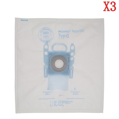 3 pack vacuum cleaner dust bag replacement  for Bosch Microfibre Type G GXXL GXL MegaAir SuperTex BBZ41FGXXL ► Photo 1/4