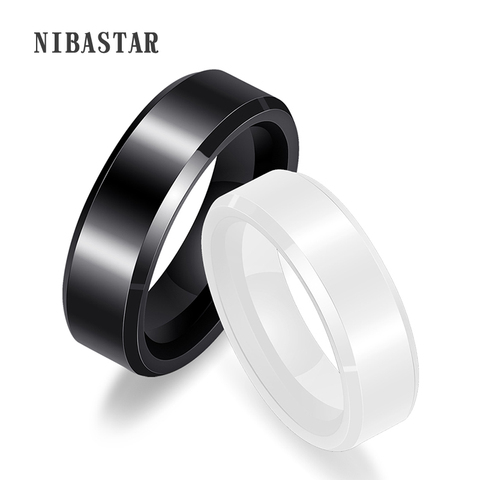 New 6mm Black White Beautiful shiny side Ceramic Ring For Women Top Quality Jewelry Without Scratches Woman Ring ► Photo 1/6