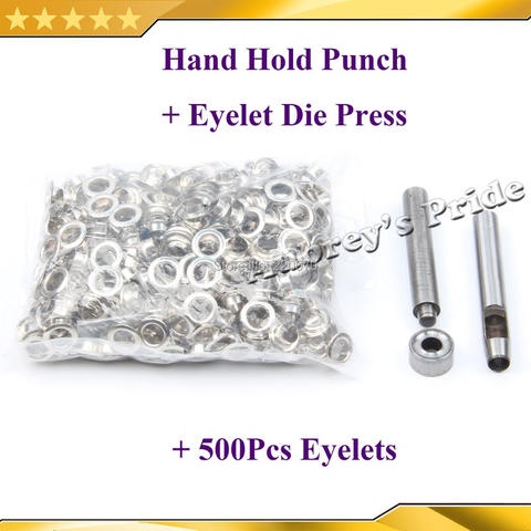 Free Shipping 500-1,000pcs Silver Eyelet+ Eyelet Punch Die Tool for Leather Craft Clothing Grommet Banner 4 5 6 8 10 12 14MM ► Photo 1/1