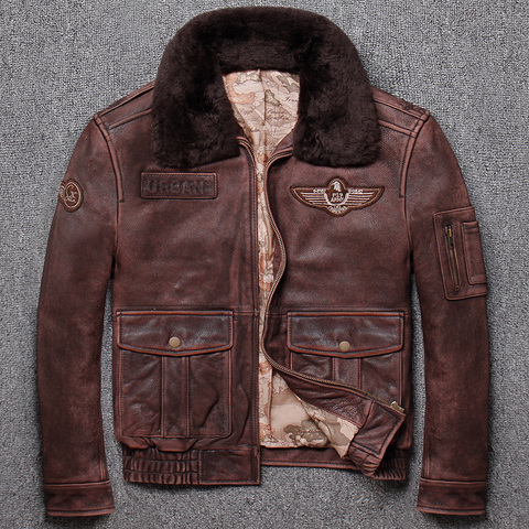 Free shipping.Brand new winter warm.Classic G1 style mens leather jacket,vintage cowhide Jackets,man genuine leather coat. ► Photo 1/3