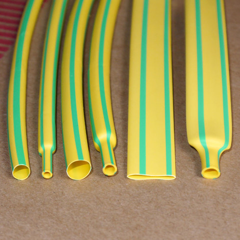 5M/Lot Yellow & Green - 2MM 4MM 6MM 8MM 10MM 12MM Assortment Ratio 2:1 Polyolefin Heat Shrink Tube Tubing Sleeving Cable Sleeves ► Photo 1/2