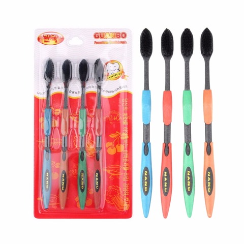 4pcs/set Double Ultra Soft Bamboo Charcoal Toothbrushes Nano Brush Oral Care For Adults Bamboo Toothbrush ► Photo 1/6