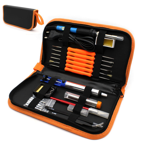 EU Plug 220V 60W Adjustable Temperature Electric Soldering Iron Kit 5pcs Tips Portable Welding Repair Tool Tweezers Hobby knife ► Photo 1/6