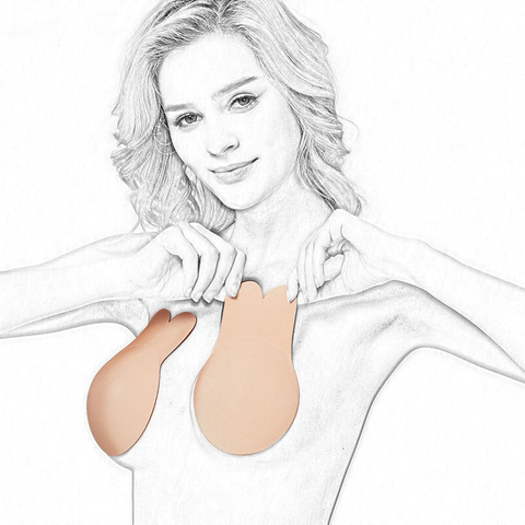FINETOO Women Breast Petals Cute Rabbit Bra Nipple Covers Push Up Invisible Bra Reusable Breast Adhesive Bra Bralette Intimates ► Photo 1/5
