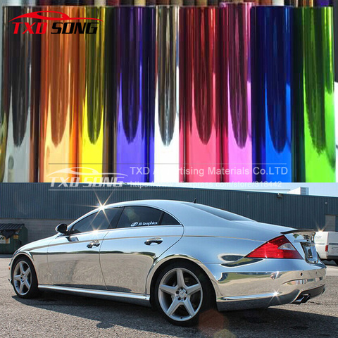 Flexible chrome! Silver chrome mirror vinyl car wrap sticker with import glue and stretchable film Chrome mirror vinyl Sticker ► Photo 1/6