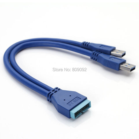 2 Ports USB 3.0 A Male to 20 Pin Motherboard Header Male Y Extension Cable Adapter ► Photo 1/3