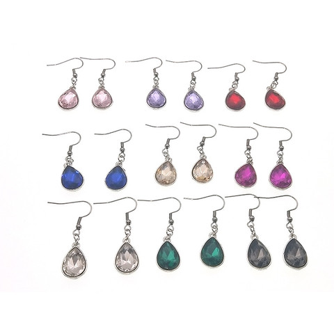 316 Stainless Steel Glass Crystal Drop Earrings for Women Ethnic Semi-precious Stone Water Drop Statement Hook Earrings Jewelry ► Photo 1/4