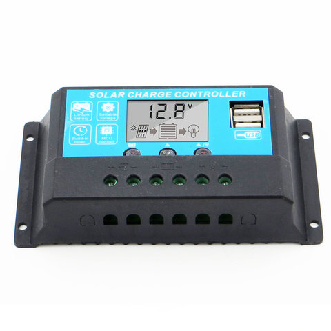 30A 20A 10A 12V/24V LCD display solar charger AGM GEL Iron li-ion lithium battery charge controller USB 5V ► Photo 1/1