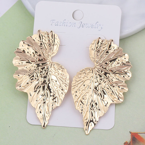 2022 Hot Fashion Wholesale Jewelry Metal Leaves Stud Earrings Feather Colorful Statement Earrings For Women Bijoux Gifts ES1016 ► Photo 1/6