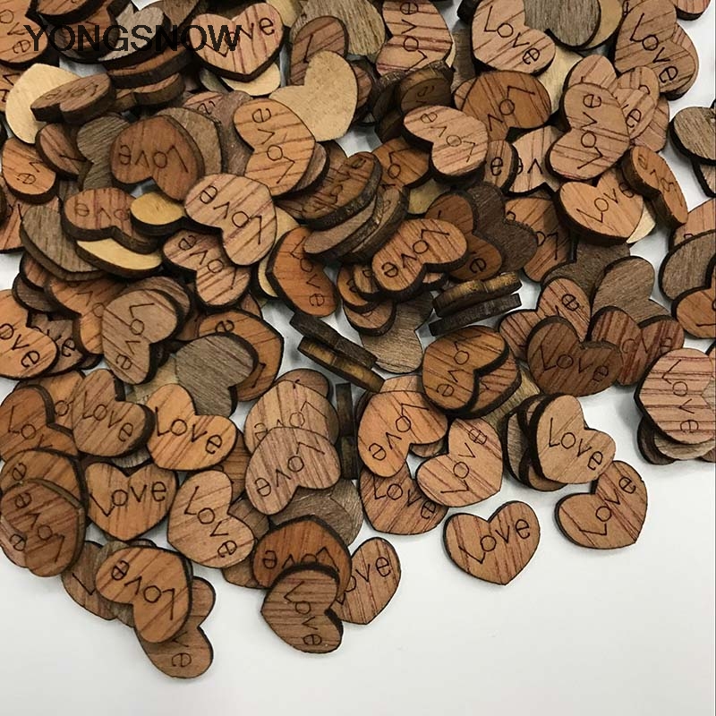 100pcs Rustic Wooden Love Heart Wedding Table Scatter Decoration Wood Crafts Lot 