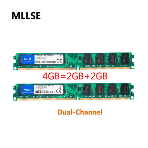 MLLSE New Sealed DIMM DDR2 800Mhz 4GB(2GBX2Pieces) PC2-6400 memory for Desktop RAM,good quality! ► Photo 1/3