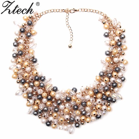 Ztech Jewelry European & American Big Temperament Popular Trendy Palace Beauty simulated pearl Necklace Statement necklace ► Photo 1/6
