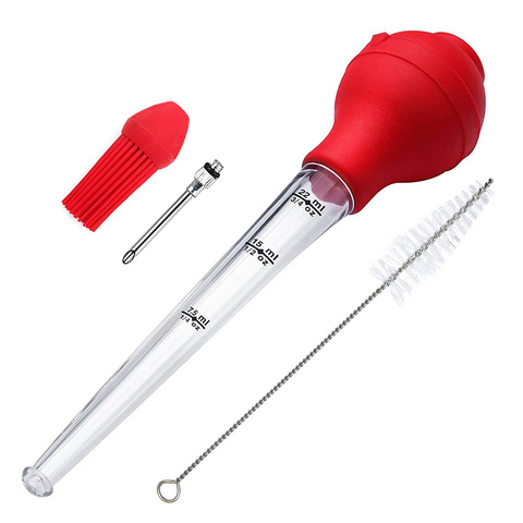 Turkey Baster Set of 4, Quality Silicone Bulb Including Meat arinade Injector Needle with Barbecue Basting Brush For Easy Clean ► Photo 1/4