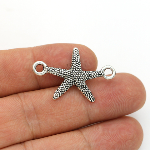 JAKONGO Antique Silver Plated Starfish Charm Connectors for Making Bracelet Handmade DIY Jewelry Accessories 33x19mm 10pcs ► Photo 1/4