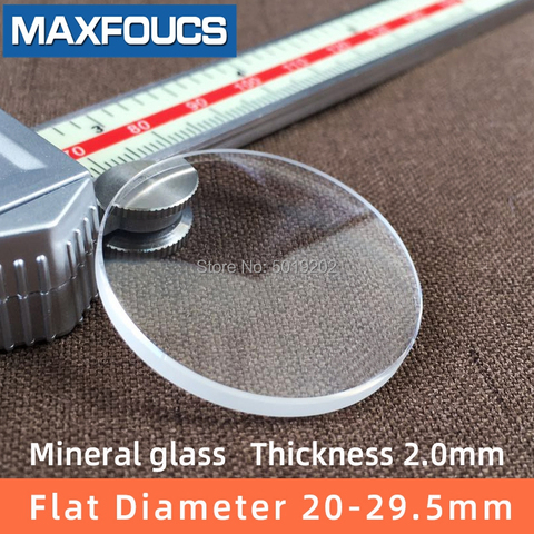 Watch glass  Mineral glass  Flat Thick 2.0 mm diameter  20mm ~ 29.5mm Maintenance tool accessor Transparent crystal  ,1 Pieces ► Photo 1/6