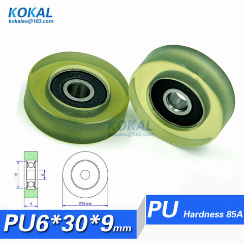 [PU0630-9]1PCS polyurethane PU low noise Vending machine bearing roller currency count manchine TPU rubber roller 6*30*9mm ► Photo 1/1