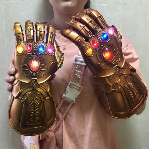 Thanos Gloves Gauntlet Cosplay LED Light Action Figure Model Gloves Prop Halloween Gift  Flexible Fingers ► Photo 1/6