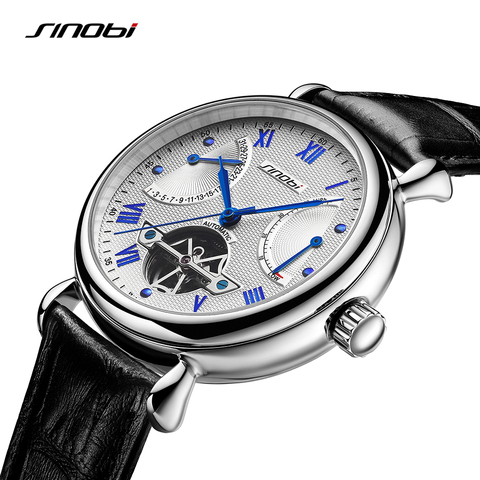 SINOBI Mens Automatic Mechanical Watch Tourbillon Males Skeleton Wrist Watches Quality Gift Box Wristwatches Relojes Mecanicos ► Photo 1/1