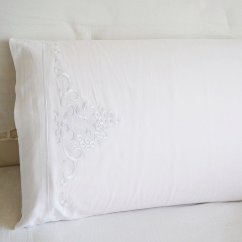 White Pillowcase Cotton Fabric Bed Embroidered Pillow Slip 100% Cotton 45x70 cm ► Photo 1/5