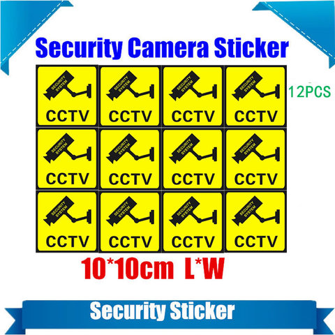 12 Pieces Waterproof Security Camera Sticker Warning Decal Signs For CCTV Surveillance Fake Camera And Dummy Camera ► Photo 1/3