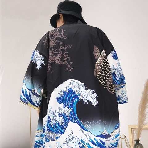 Kimono cardigan men Japanese obi male yukata men's haori Japanese samurai clothing traditional Japanese clothing  ZZ0003 ► Photo 1/6