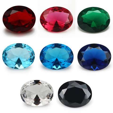 50pcs 2x3-13x18mm Oval Shape Loose Glass Stone Rose Red Color Blue Green White ► Photo 1/6