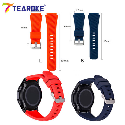 TEAROKE 22mm Silicone Watchband for Samsung Galaxy Watch 46mm version Soft Rubber Sport Band Strap Bracelet for Gear S3 SM-R800 ► Photo 1/6