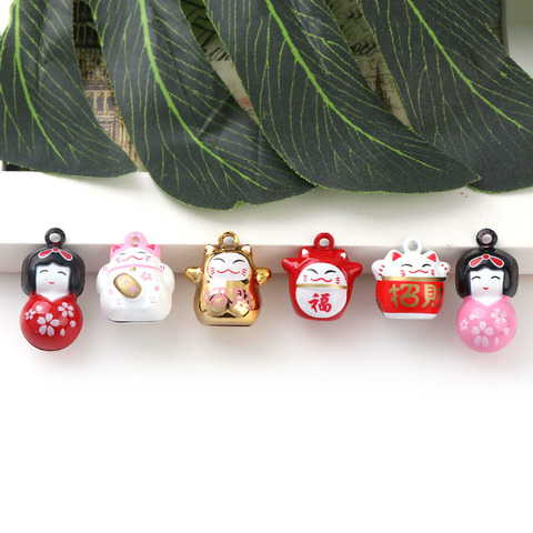 2Pcs 6 Designs Iron Lovely Cartoon Cat Kimono Girl Open Bells Pendant Handmade Party For Christmas DIY Crafts Accessories ► Photo 1/6
