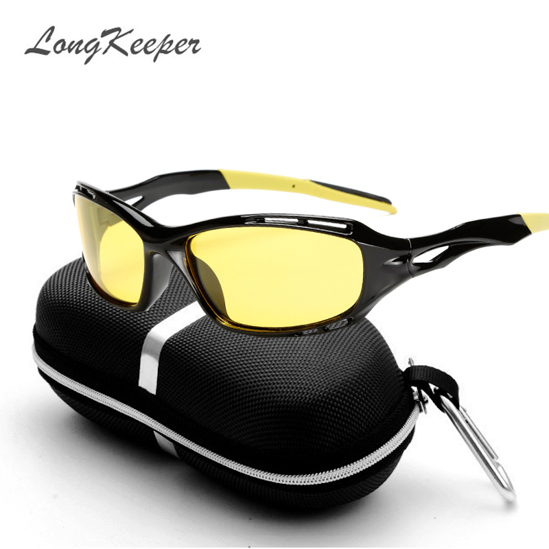 Mens Night Driving Glasses HD Anti Glare Vision Yellow Lens Unisex with Bag Box 