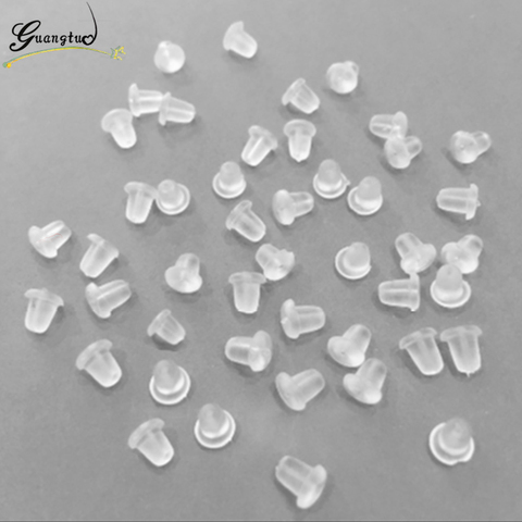 100pcs/lot 4MM Rubber Stoppers Transparent Plastic Bullet Shape Ear Plugging/Blocked Earrings DIY Jewelry Accessories Wholesale ► Photo 1/4