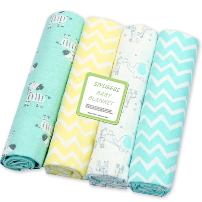 4pcs/Pack 100% Cotton Flannel Baby Swaddle Blanket Newborn Soft Throw Bed sheet 