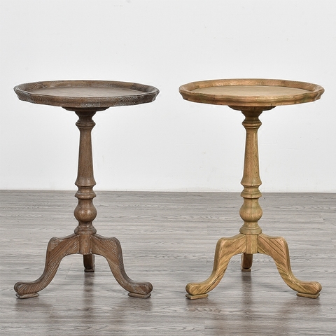 Buy Online Oak Small Round French Country Side Table Solid Wood Corner Small Mini Side Table Curved Flower Frame Creative Fruit Plate Alitools