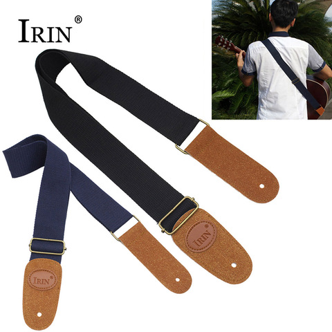 IRIN Adjustable Woven Cotton Guitar Strap Belt with Leather Ends for Electric Acoustic Folk Guitarra Guitars Parts Accessories ► Photo 1/1