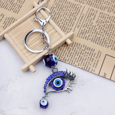 Fashion Blue Evil Eye Glass Bead Keychain Eye Keyring Crystal Lucky Eye Purse Keychains ► Photo 1/6