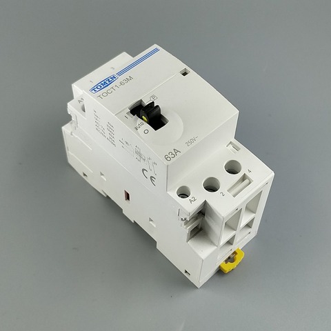 TOCT1 2P 63A 220V/230V 50/60HZ Din rail Household ac Modular contactor with Manual Control Switch 2NO or 1NO 1NC or 2NC ► Photo 1/6