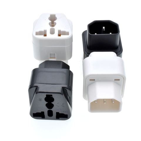 IEC 320 C14 To Universal Female Power Adapter AC Power Plug Connector Black/White* ► Photo 1/6