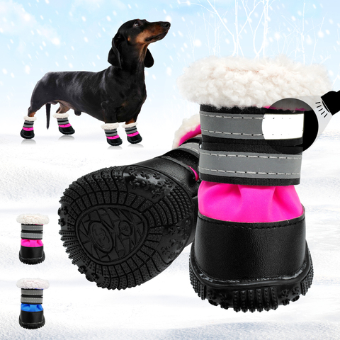 Winter Dog Shoes Waterproof Boots Pet Shoes Socks For Small Medium Dogs Non-slip Dog Shoe Bootie Snow Boots Reflective ► Photo 1/6