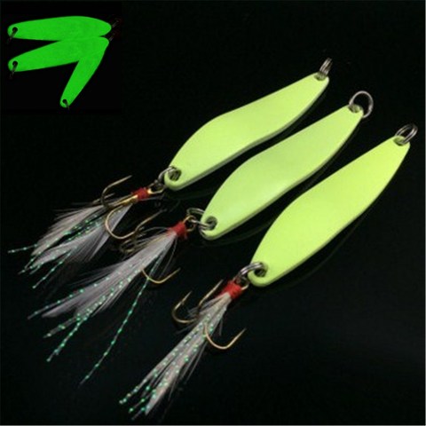 1pcs 5g 7g 10g 13g  Luminous Fishing Spinner Spoon Lure Hard Bait with Feather For Bass Sea Lures Wobbles Fishing Accessories ► Photo 1/5
